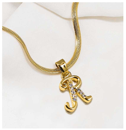 LAJ 18k Gold Stainless Steel Initial A-Z Necklace SLP116 LETTER with LX873D FREEBOX R