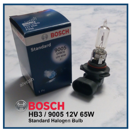 Bosch HB3 9005 Auto Bulb 65W 12V Halogen P20d Headlight 65 Watts High Fog Light Head Lamp 0986AL1531