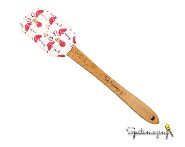 Spatumazing Flamingo Silicone Spatula With Wooden Handle