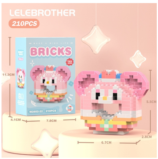 Lboyu Cute Cartoon Donut Building Block Ornaments Compatible with Lego Children's Toys M19