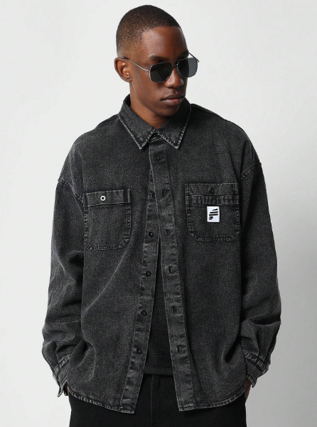 SUMWON Oversized Fit Washed Twill Shirt