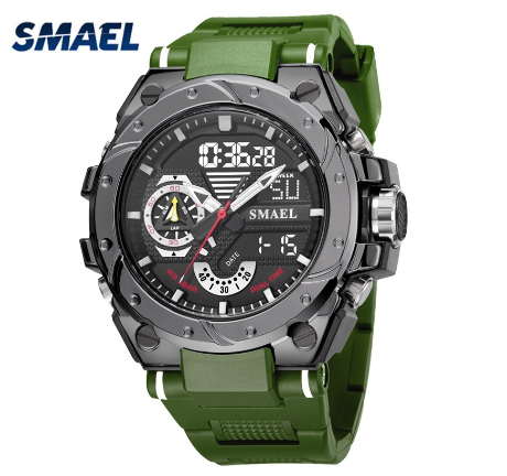 Original Luxury Fashion Watch Luxury Waterproof Luminous Digital Sports Leisure Men's Silicone Watch GREEN