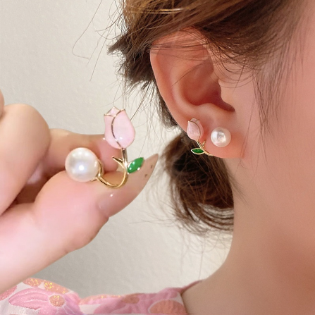 Pearl Earrings Elegant Simple Tulip Earrings for Women Hypoallergenic  Fashion