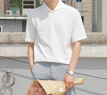 Korean Collar Tops Short Sleeves Polo Crop Top Retro Lapel Knitted Tops Tshirt For Men