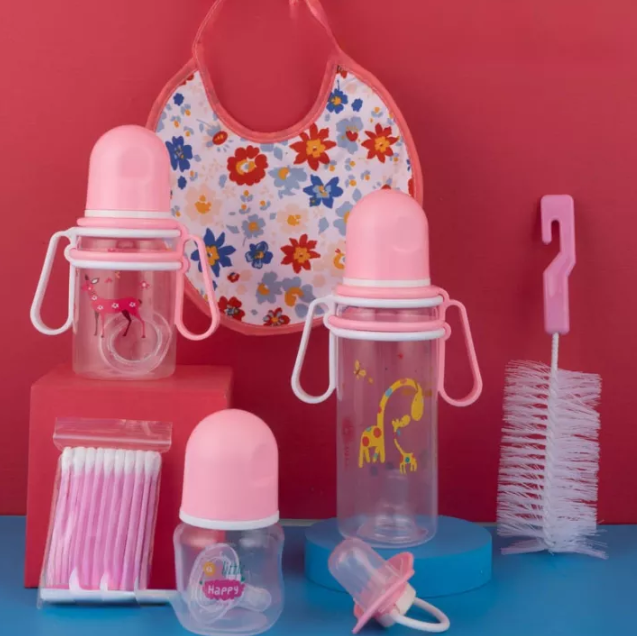 DAPANDA 250ml/125ml/60ml Bundle 7in1 Baby Bottle Set Feeding Essential Bib Pacifier