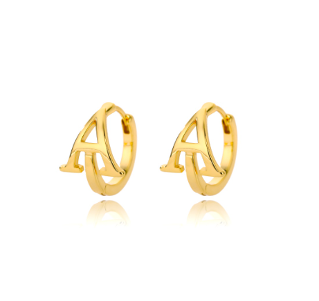 Kaijiang Anting-anting Initial Letter Hoop Earrings For Women A-Z Letter Piercing Stainless Steel Earring Korean Fashion Jewelry A