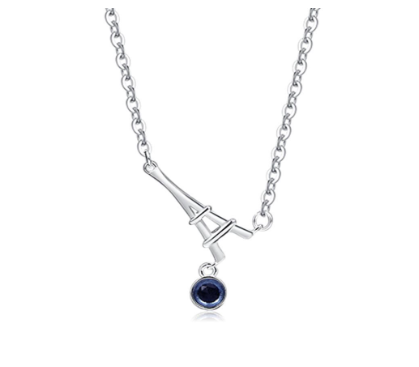 Silver Korean and Japanese Accessories Eiffel Tower Design Necklace N369