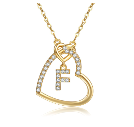 A-Z Letter Necklaces Fashionable Heart Pendant Accessories Women's Necklace F