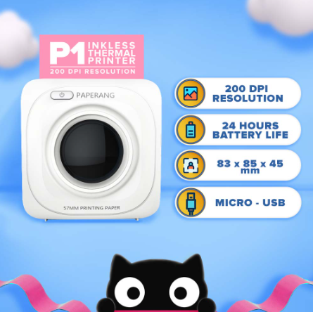 Paperang P1 White Portable Thermal Printer with Free Roll of Paper