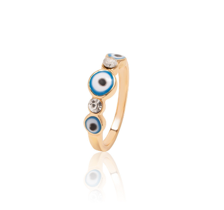 Oil Painting Gold-Plated Devil's Eye Ring Personalized Electroplated Women's Fashion Ring Opening Women's Accessories Jewelry D7