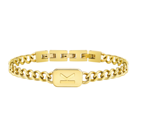 Meaeguet A-Z Initial Bracelet for Men Stainless Steel Cuban Link Chain Gold Bracelet Men Jewelry Gift for Boyfriend K