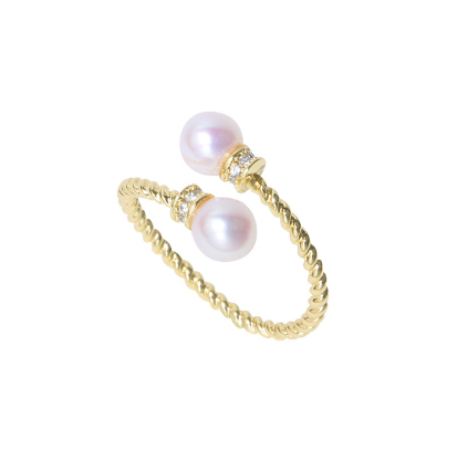 Adjustable Pearl Ring Round Shape Freshwater Pearl Ring