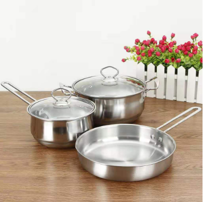 (3in1) Stainless Steel Kitchenware Cookware Pots and Pans Set (COD)