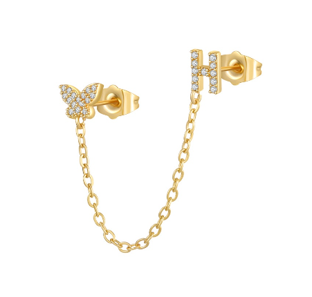 Minimalist Style Fashion Tassel Butterfly Letter Combination Earrings 26 English Letter Earrings Earrings Earrings H