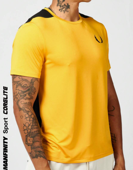 Manfinity Sport Corelite Men Wings Print Colorblock Sports Tee Workout Tops
