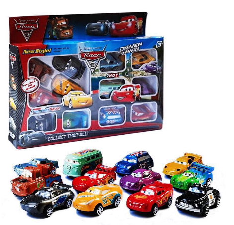 Mini Plastic Pixar Cars 3 Figure Set 12 Style Pull Back Toy