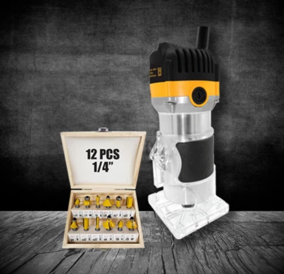Yojimbo Palm Router / Trimmer 550W with Router Bits 1/4" Set