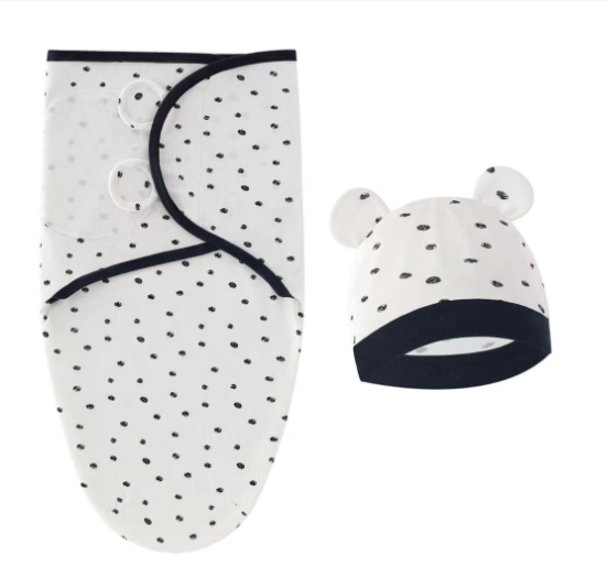 Newborn Baby Muslin Swaddle Blanket Hat Set Swaddle Bedding Wrap Blanket Baby Swaddling S49