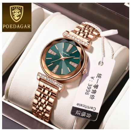 POEDAGAR luxury watches for women sale water proof original Ultra-thin korean style elegant stainless steel Watch GREEN