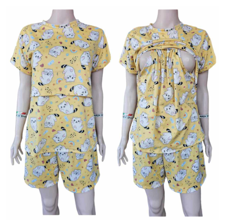 Breastfeeding and Maternity Terno Blouse and Shorts (New Printed Design) Freesize fits Small to XL MT5