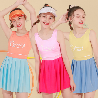 Swimsuit Girl Middle and Big Children New Girl Dress Style Girl9-14 Children's Hot Spring-Year-Old Swimwear