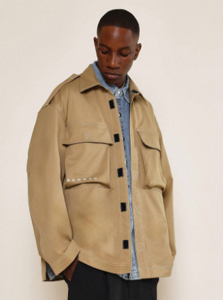 SUMWON Oversized Utility Jacket With Shoulder Tab Detail