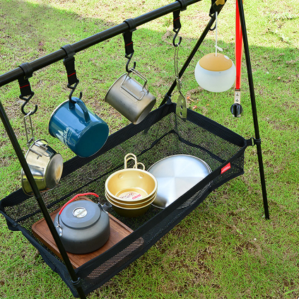 Outdoor Folding Net Bag Outdoor Camping Table Storage Bag Mesh Pocket Hanging Pouch Tableware Organizer Outdoor Tools