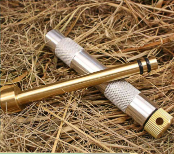 FASYDEAL Outdoor Brass Fire Piston Emergency Tool Aluminium Alloy Fire Starter Char Cloth Campers Survival Fire Tube