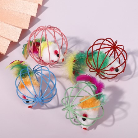 Super Cute Pet Toy Cage Mouse Interactive Creative Toy Line Plush Fur Mouse Cat Toy