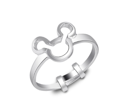 Italy Sterling Silver Minnie Child Adjustable Ring