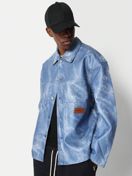 SUMWON Longline Coated Twill Jacket With Patch Pocket Detail