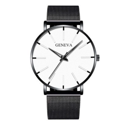 Explosive mesh belt classic dented color scale color pointer watch business men's watch simple alloy belt quartz watch M12