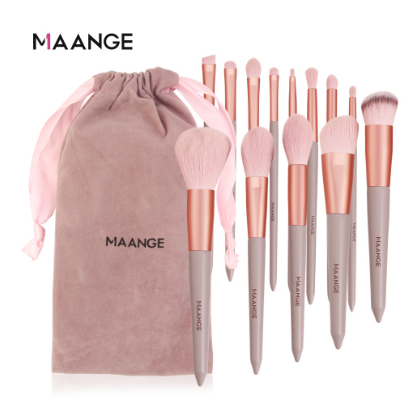 MAANGE 13Pcs/Set Makeup Brush Set Soft Blush Loose Powder Highlight Eye Shadow Brush With Bag Portable Beauty Tools