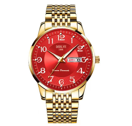 Original Luxury Gold Stainless Steel Business Fashion Calendar Luminous Waterproof Quartz Automatic Wrist Watch for Men M3