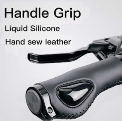 Bicycle Leather Grips Hand Sew Leather Grips Liquid Silicone Shock Absorption Bike Handle Grips