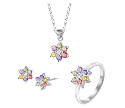 Silver S073 Italy 925 Colorful Ladies Set