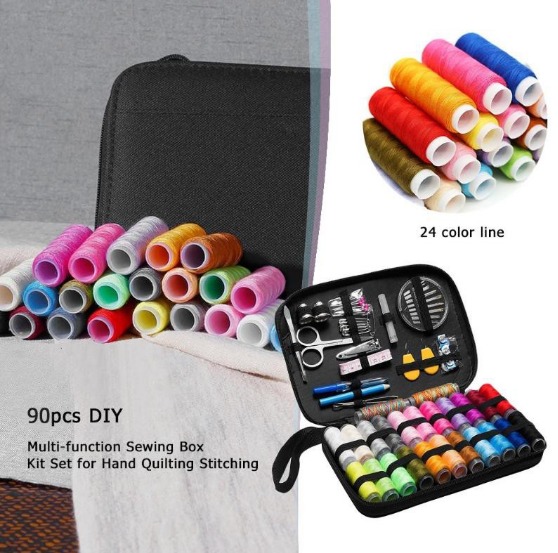97Pcs/Set Portable Travel Sewing Box Needles Tools Stitching Embroidery Craft Sewing Kits