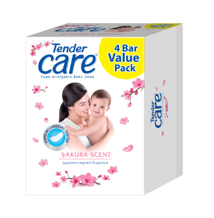 Tender Care Sakura Scent Hypo-Allergenic Baby Soap 65g 4-Bar Value Pack