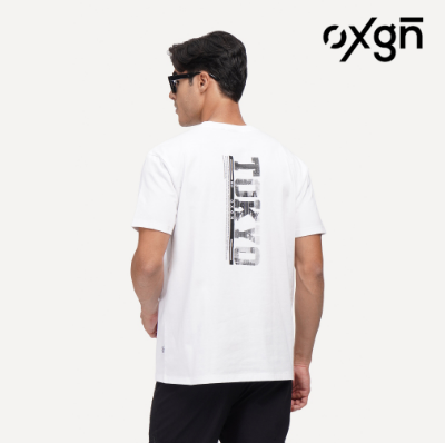 OXGN Tokyo Logo Graphic Print T-Shirt For Men (White)
