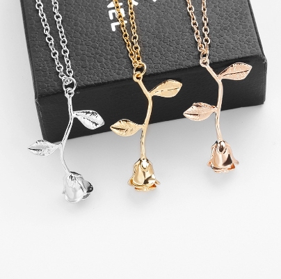 Fashion Women Romantic Rose Flower Necklaces