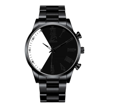 Luxury Gold Watch Men Fashion Minimalist Creative Two-color Splicing Watches Simple Men Business Stainless Steel Quartz Wristwatch STEEL BLACK