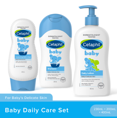 Cetaphil Baby Daily Care Set (Baby Shampoo+ Baby Ultra Moisturizing Bath & Wash + Baby Daily Lotion)