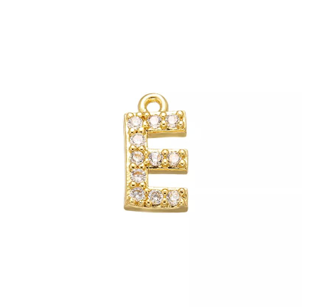 Vnox 9x11.5mm Brass Cubic Zirconia Crystal 26 Letter Charms Pendants for Women Necklace Earring Jewelry Accessories E