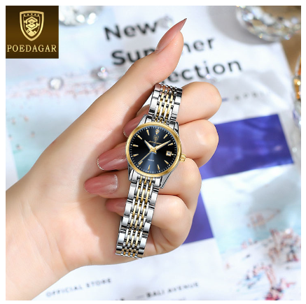 POEDAGAR watch for woman sale original waterproof korean style elegant stainless steel calendar luminous women casual watches BLUE