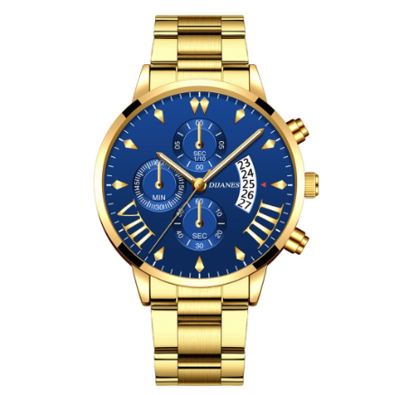 Luxury Men Stainless Steel Quartz Watch Business Casual Calendar Wrist Watch 07