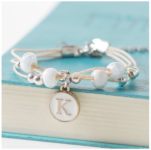 Ceramic beads 26 initials elastic beaded bracelet fashion men and women leisure bracelet lovers bracelet K