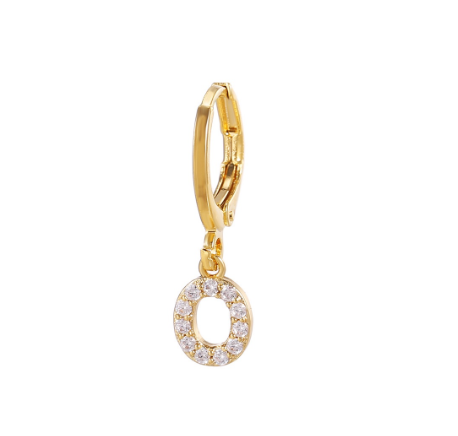 A-Z Letter Earrings Fashion Gold Plated Hoop Drop Earrings Diamond Stud Earrings Women's Jewelry O