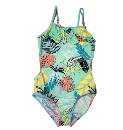 Green Girls One Piece Swimsuit Kids Water Sport Short Swimsuit Beach Swimsuit Swimwear