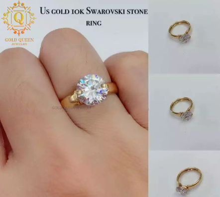 Gold Queen US 10K Gold 14/20 Zircon Unisex Diamond Ring High Quality Handmade Ring