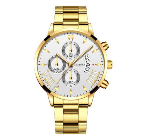Luxury Men Stainless Steel Quartz Watch Business Casual Calendar Wrist Watch 08